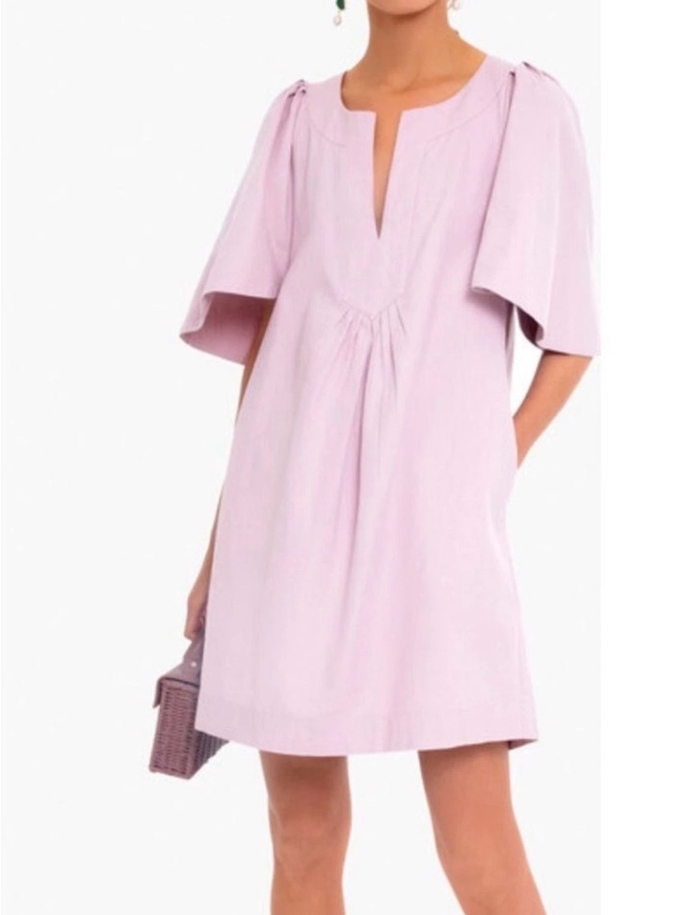 Pomander Place Pale Pink Notch-Neck Mini Dress